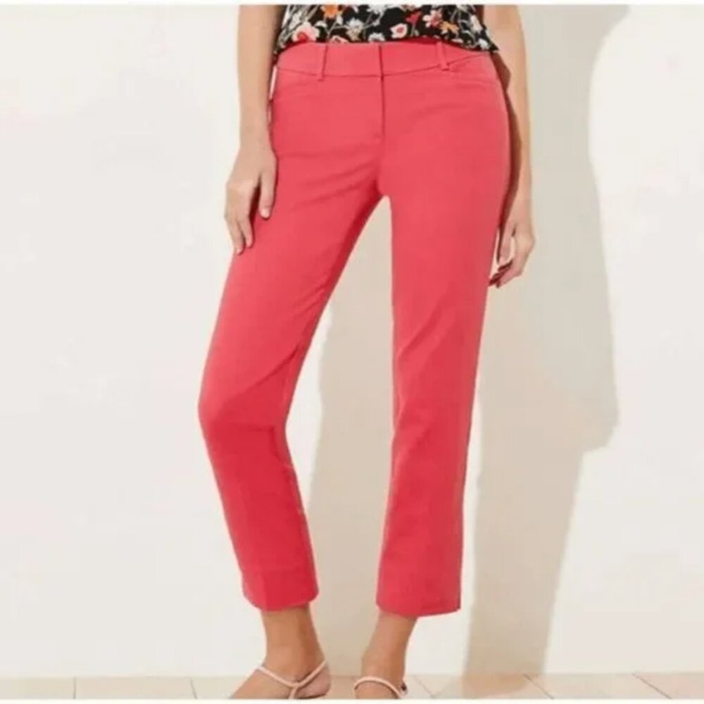 LOFT Cropped Marisa Fit Chinos in Coral/Watermelon Sz 12